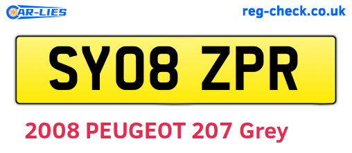 SY08ZPR are the vehicle registration plates.