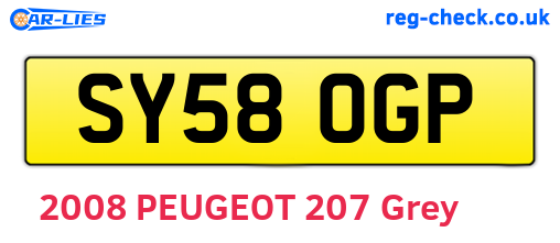 SY58OGP are the vehicle registration plates.