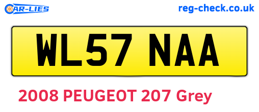 WL57NAA are the vehicle registration plates.