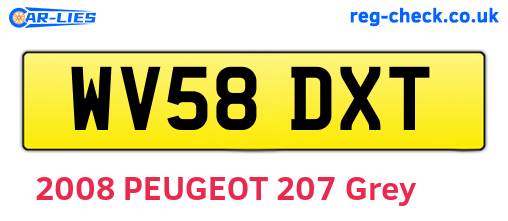 WV58DXT are the vehicle registration plates.