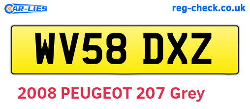 WV58DXZ are the vehicle registration plates.