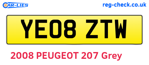 YE08ZTW are the vehicle registration plates.