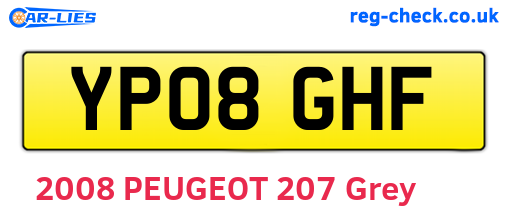 YP08GHF are the vehicle registration plates.