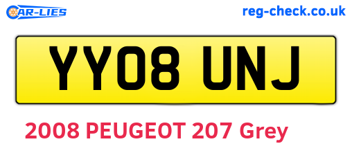 YY08UNJ are the vehicle registration plates.