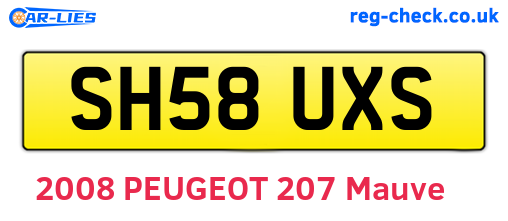 SH58UXS are the vehicle registration plates.