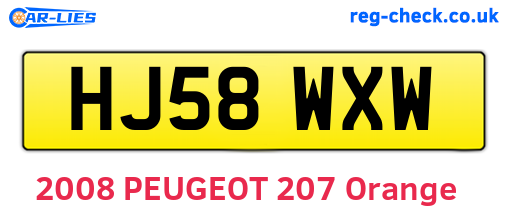 HJ58WXW are the vehicle registration plates.