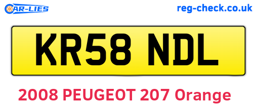 KR58NDL are the vehicle registration plates.
