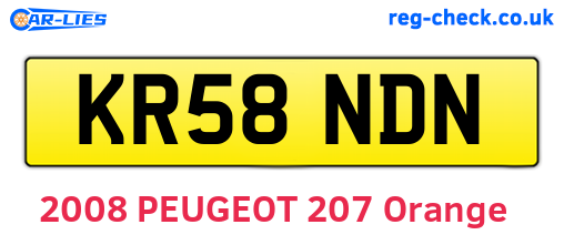 KR58NDN are the vehicle registration plates.