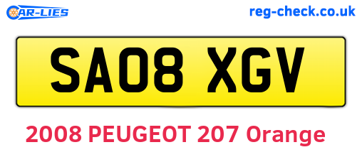 SA08XGV are the vehicle registration plates.