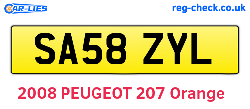 SA58ZYL are the vehicle registration plates.