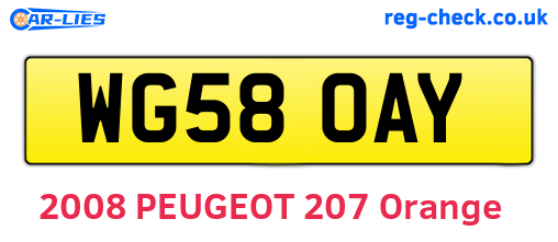 WG58OAY are the vehicle registration plates.