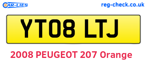 YT08LTJ are the vehicle registration plates.