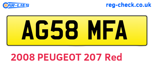 AG58MFA are the vehicle registration plates.