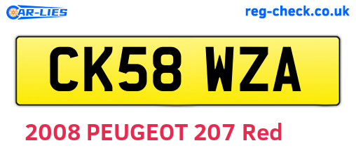 CK58WZA are the vehicle registration plates.
