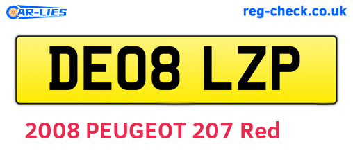 DE08LZP are the vehicle registration plates.