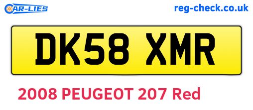 DK58XMR are the vehicle registration plates.
