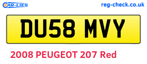 DU58MVY are the vehicle registration plates.