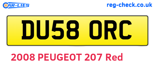 DU58ORC are the vehicle registration plates.