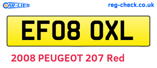 EF08OXL are the vehicle registration plates.