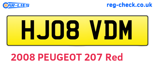HJ08VDM are the vehicle registration plates.