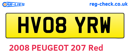 HV08YRW are the vehicle registration plates.
