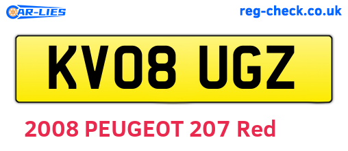 KV08UGZ are the vehicle registration plates.