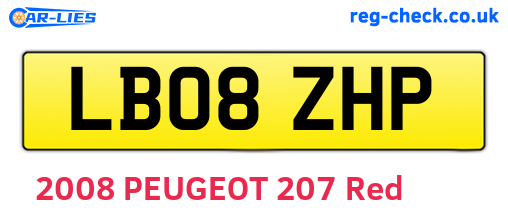 LB08ZHP are the vehicle registration plates.