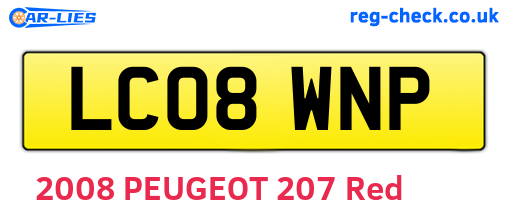 LC08WNP are the vehicle registration plates.
