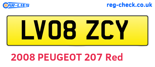 LV08ZCY are the vehicle registration plates.