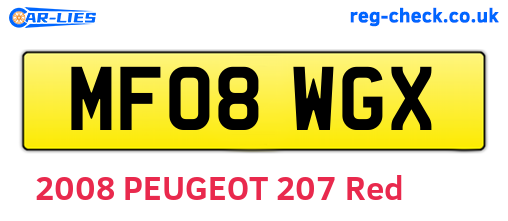 MF08WGX are the vehicle registration plates.