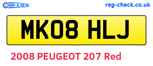 MK08HLJ are the vehicle registration plates.