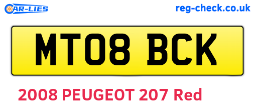 MT08BCK are the vehicle registration plates.