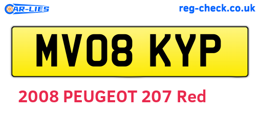 MV08KYP are the vehicle registration plates.