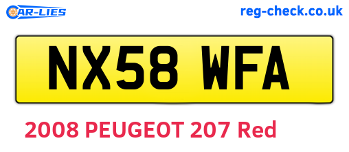 NX58WFA are the vehicle registration plates.