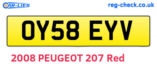 OY58EYV are the vehicle registration plates.