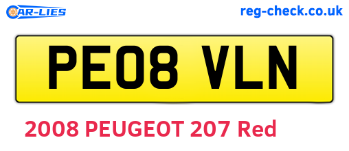 PE08VLN are the vehicle registration plates.