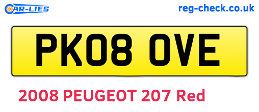 PK08OVE are the vehicle registration plates.