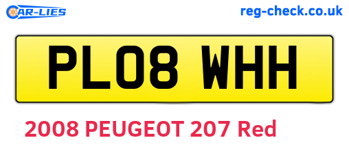 PL08WHH are the vehicle registration plates.