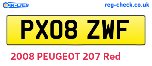 PX08ZWF are the vehicle registration plates.