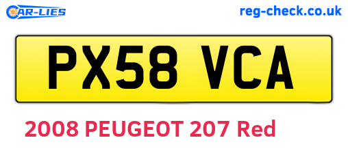 PX58VCA are the vehicle registration plates.