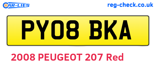 PY08BKA are the vehicle registration plates.