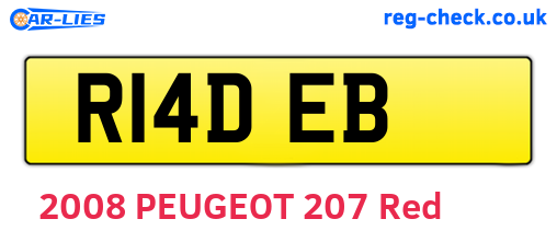 R14DEB are the vehicle registration plates.