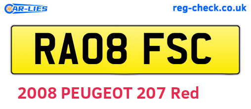 RA08FSC are the vehicle registration plates.