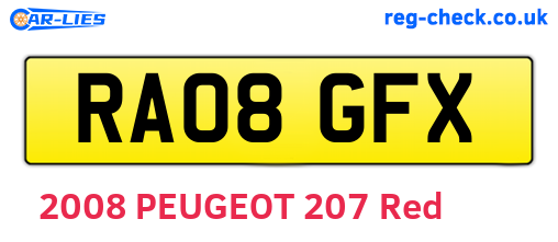 RA08GFX are the vehicle registration plates.