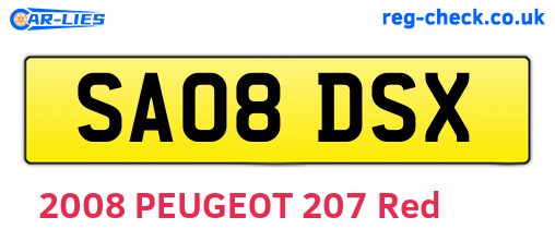 SA08DSX are the vehicle registration plates.