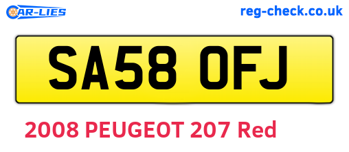 SA58OFJ are the vehicle registration plates.