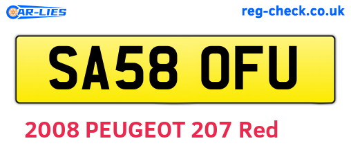 SA58OFU are the vehicle registration plates.