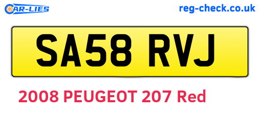 SA58RVJ are the vehicle registration plates.