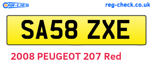 SA58ZXE are the vehicle registration plates.