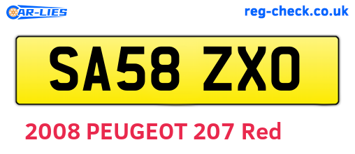 SA58ZXO are the vehicle registration plates.